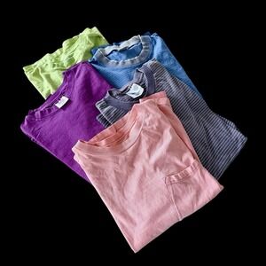 5 Lot Bundle Of 90's Vintage Blank Tshirts Large/Med Color Single Stitch Striped